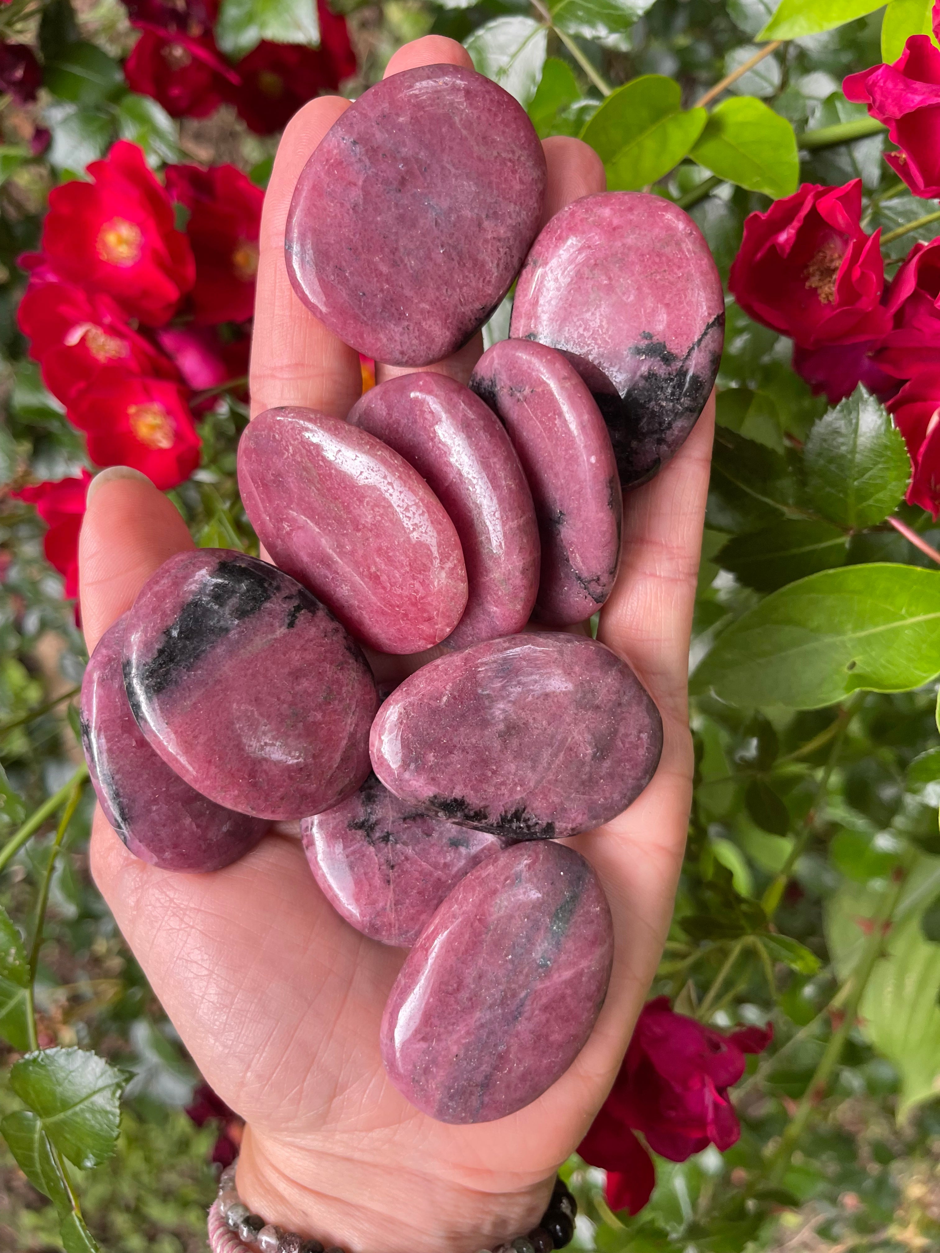 Rhodonite Rhodonite Stones Small Crystals Rhodonite Pocket Stones Pink  Rhodonite Small Crystals 