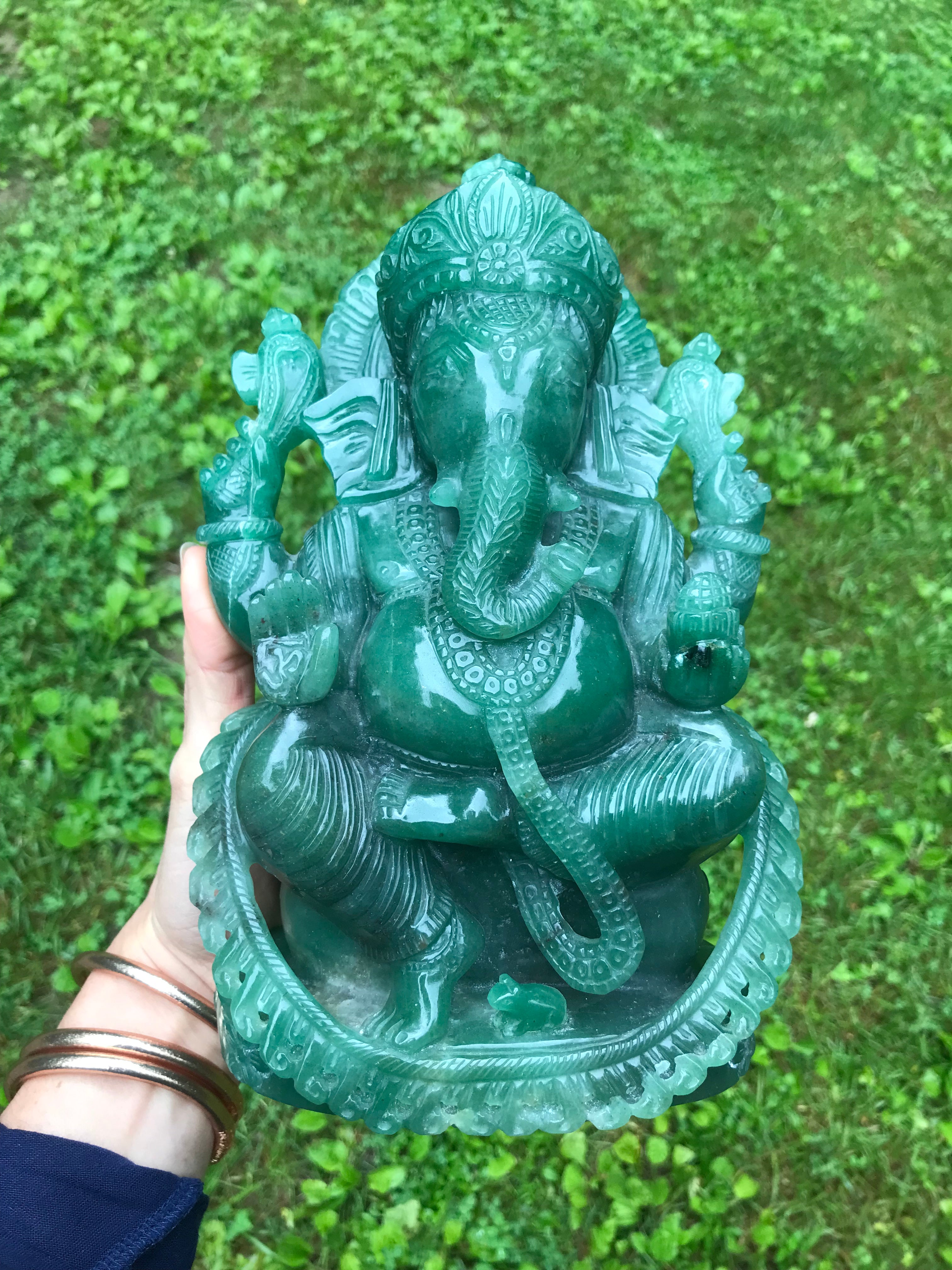 Gorgeous Green Aventurine GANESH Ganesha // One of a Kind Deity Carvin –  The Crystal Lion