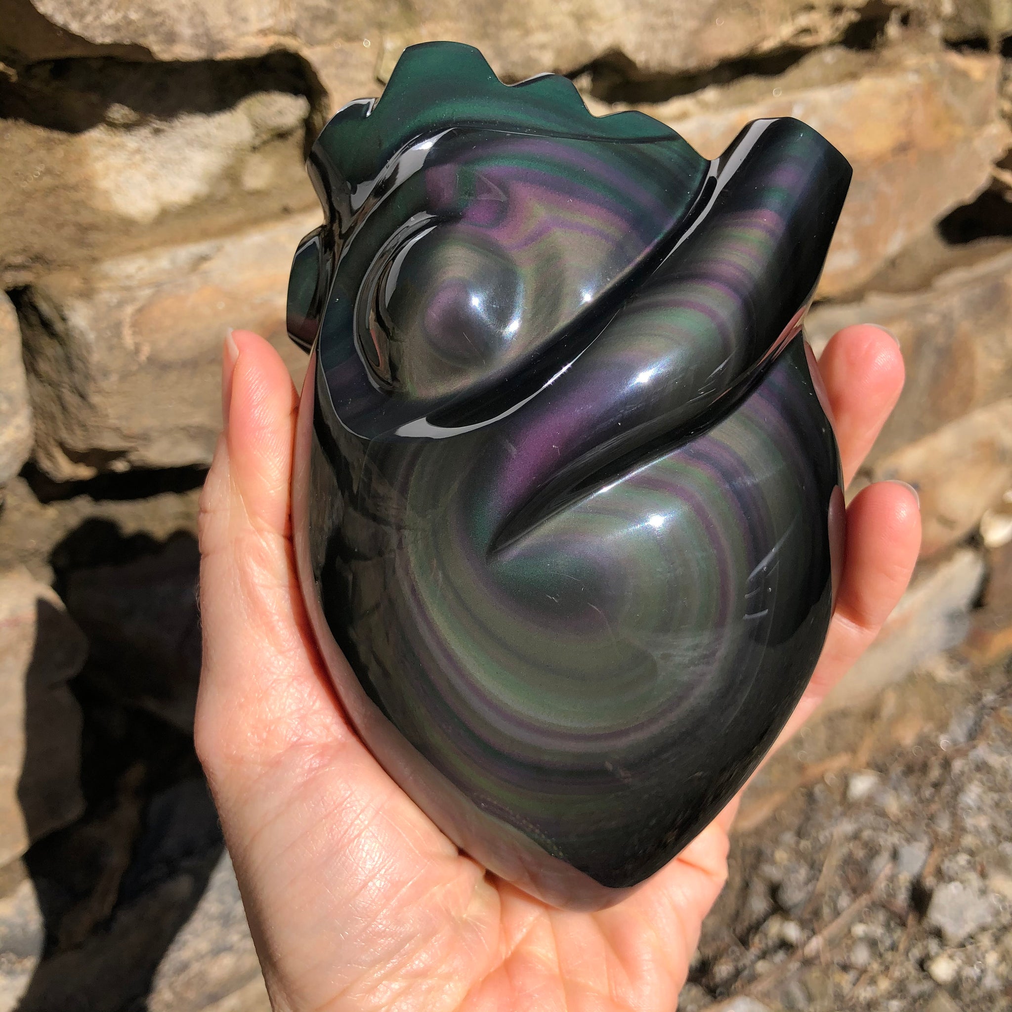 Handcarved Rainbow Obsidian Anatomically Correct HEART