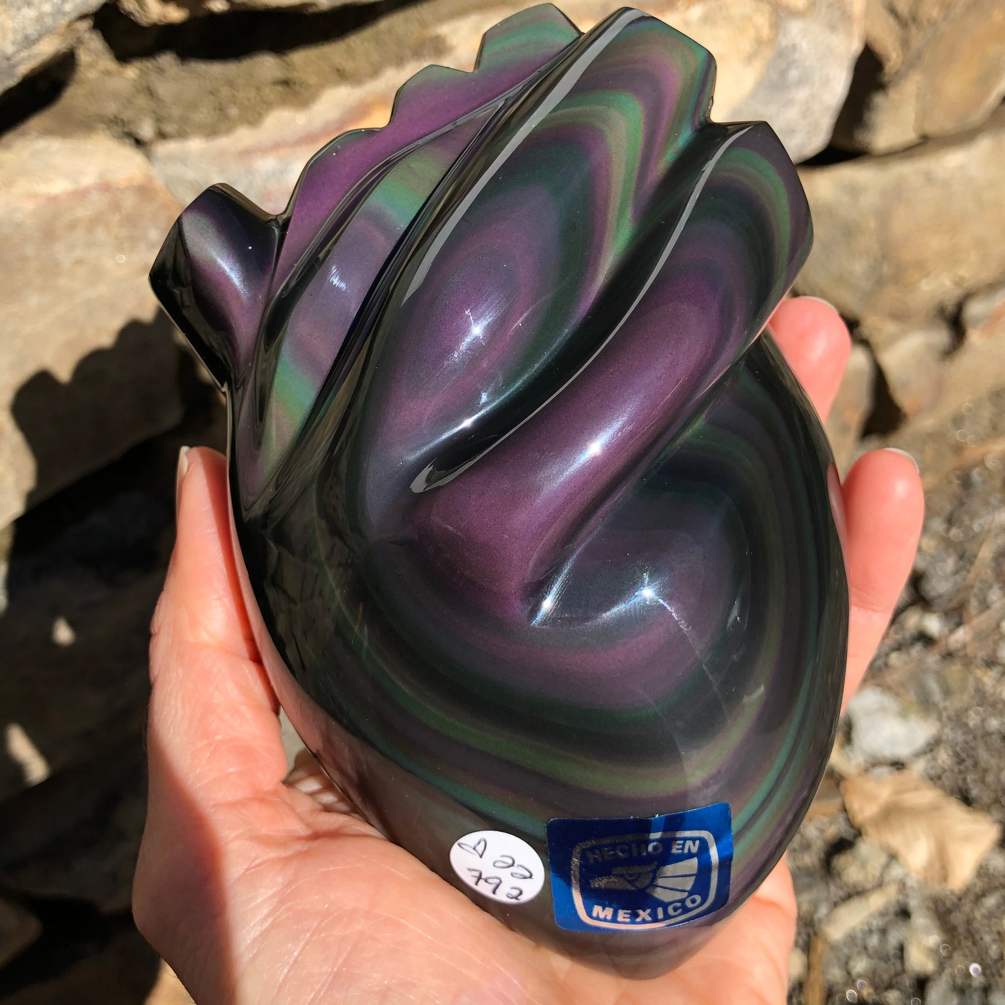Handcarved Rainbow Obsidian Anatomically Correct HEART