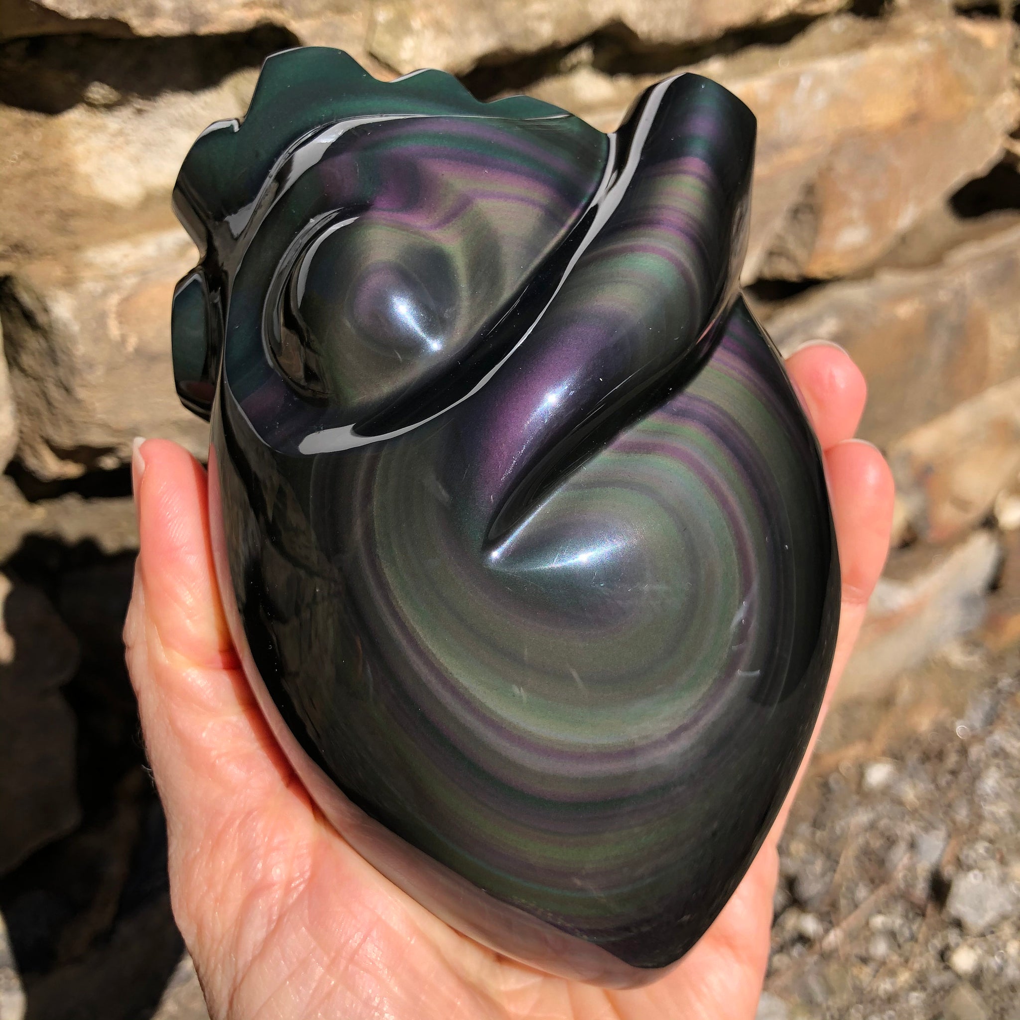 Handcarved Rainbow Obsidian Anatomically Correct HEART